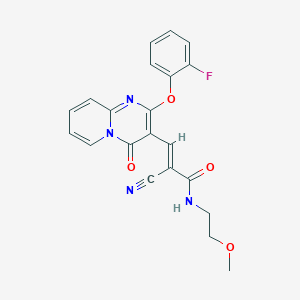 molecular formula C21H17FN4O4 B11581047 (2E)-2-cyano-3-[2-(2-fluorophenoxy)-4-oxo-4H-pyrido[1,2-a]pyrimidin-3-yl]-N-(2-methoxyethyl)prop-2-enamide 