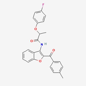 molecular formula C25H20FNO4 B11581074 2-(4-fluorophenoxy)-N-[2-(4-methylbenzoyl)-1-benzofuran-3-yl]propanamide 