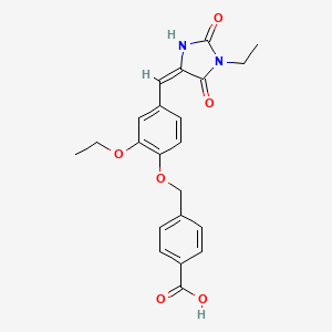 4-({2-ethoxy-4-[(E)-(1-ethyl-2,5-dioxoimidazolidin-4-ylidene)methyl]phenoxy}methyl)benzoic acid