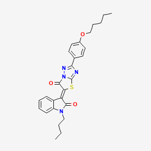 (3Z)-1-butyl-3-{6-oxo-2-[4-(pentyloxy)phenyl][1,3]thiazolo[3,2-b][1,2,4]triazol-5(6H)-ylidene}-1,3-dihydro-2H-indol-2-one