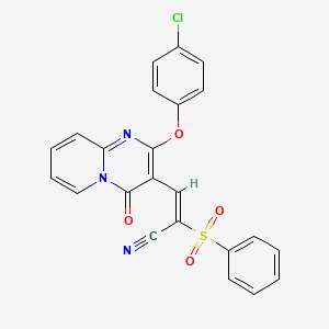 (2E)-3-[2-(4-chlorophenoxy)-4-oxo-4H-pyrido[1,2-a]pyrimidin-3-yl]-2-(phenylsulfonyl)prop-2-enenitrile