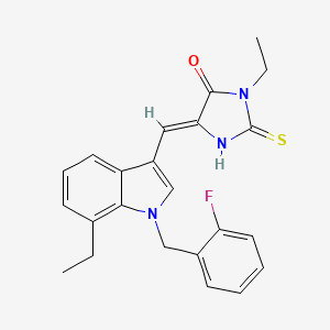 (5Z)-3-ethyl-5-{[7-ethyl-1-(2-fluorobenzyl)-1H-indol-3-yl]methylidene}-2-thioxoimidazolidin-4-one