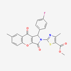 molecular formula C24H17FN2O5S B11581200 methyl 2-[1-(4-fluorophenyl)-7-methyl-3,9-dioxo-3,9-dihydrochromeno[2,3-c]pyrrol-2(1H)-yl]-4-methyl-1,3-thiazole-5-carboxylate 