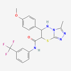 molecular formula C20H18F3N5O2S B11581274 6-(4-methoxyphenyl)-3-methyl-N-[3-(trifluoromethyl)phenyl]-6,7-dihydro-5H-[1,2,4]triazolo[3,4-b][1,3,4]thiadiazine-7-carboxamide 