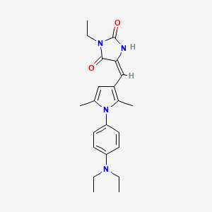 (5E)-5-({1-[4-(diethylamino)phenyl]-2,5-dimethyl-1H-pyrrol-3-yl}methylidene)-3-ethylimidazolidine-2,4-dione