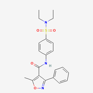 molecular formula C21H23N3O4S B11581349 N-[4-(diethylsulfamoyl)phenyl]-5-methyl-3-phenyl-1,2-oxazole-4-carboxamide 