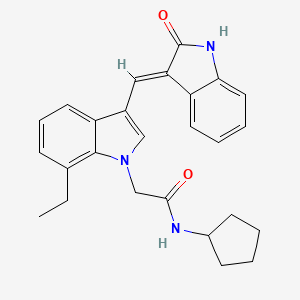 N-cyclopentyl-2-{7-ethyl-3-[(E)-(2-oxo-1,2-dihydro-3H-indol-3-ylidene)methyl]-1H-indol-1-yl}acetamide