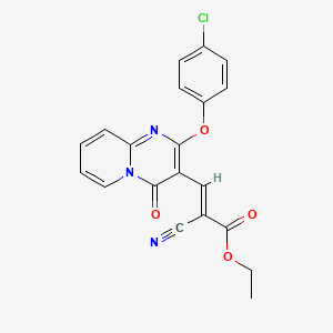 ethyl (2E)-3-[2-(4-chlorophenoxy)-4-oxo-4H-pyrido[1,2-a]pyrimidin-3-yl]-2-cyanoprop-2-enoate