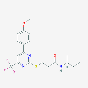 molecular formula C19H22F3N3O2S B11581386 N-(butan-2-yl)-3-{[4-(4-methoxyphenyl)-6-(trifluoromethyl)pyrimidin-2-yl]sulfanyl}propanamide 