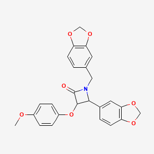 molecular formula C25H21NO7 B11581401 4-(1,3-Benzodioxol-5-yl)-1-(1,3-benzodioxol-5-ylmethyl)-3-(4-methoxyphenoxy)azetidin-2-one 