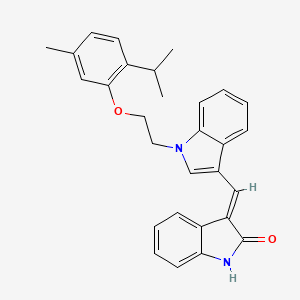 (3E)-3-[(1-{2-[5-methyl-2-(propan-2-yl)phenoxy]ethyl}-1H-indol-3-yl)methylidene]-1,3-dihydro-2H-indol-2-one