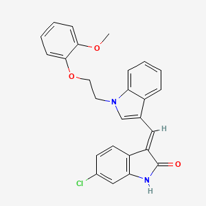 molecular formula C26H21ClN2O3 B11581455 (3E)-6-chloro-3-({1-[2-(2-methoxyphenoxy)ethyl]-1H-indol-3-yl}methylidene)-1,3-dihydro-2H-indol-2-one 