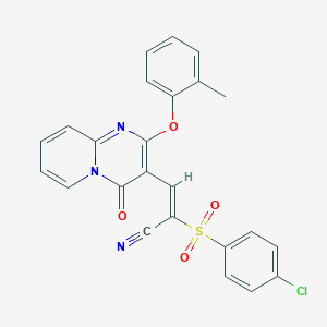 molecular formula C24H16ClN3O4S B11581469 (2E)-2-[(4-chlorophenyl)sulfonyl]-3-[2-(2-methylphenoxy)-4-oxo-4H-pyrido[1,2-a]pyrimidin-3-yl]prop-2-enenitrile 