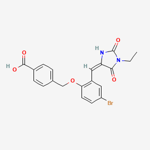 4-({4-bromo-2-[(E)-(1-ethyl-2,5-dioxoimidazolidin-4-ylidene)methyl]phenoxy}methyl)benzoic acid