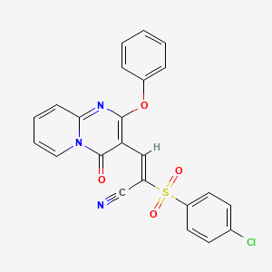 (2E)-2-[(4-chlorophenyl)sulfonyl]-3-(4-oxo-2-phenoxy-4H-pyrido[1,2-a]pyrimidin-3-yl)prop-2-enenitrile