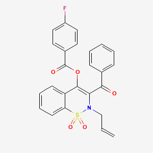 molecular formula C25H18FNO5S B11581576 2-allyl-3-benzoyl-1,1-dioxido-2H-1,2-benzothiazin-4-yl 4-fluorobenzoate 