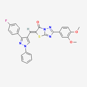 (5Z)-2-(3,4-dimethoxyphenyl)-5-{[3-(4-fluorophenyl)-1-phenyl-1H-pyrazol-4-yl]methylidene}[1,3]thiazolo[3,2-b][1,2,4]triazol-6(5H)-one