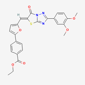 ethyl 4-(5-{(Z)-[2-(3,4-dimethoxyphenyl)-6-oxo[1,3]thiazolo[3,2-b][1,2,4]triazol-5(6H)-ylidene]methyl}-2-furyl)benzoate