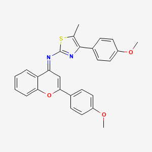 molecular formula C27H22N2O3S B11581660 4-(4-methoxyphenyl)-N-[(4E)-2-(4-methoxyphenyl)-4H-chromen-4-ylidene]-5-methyl-1,3-thiazol-2-amine 