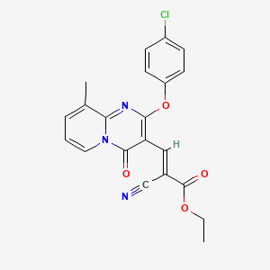 ethyl (2E)-3-[2-(4-chlorophenoxy)-9-methyl-4-oxo-4H-pyrido[1,2-a]pyrimidin-3-yl]-2-cyanoprop-2-enoate