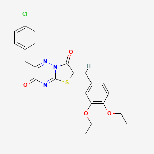 molecular formula C24H22ClN3O4S B11581681 (2Z)-6-(4-chlorobenzyl)-2-(3-ethoxy-4-propoxybenzylidene)-7H-[1,3]thiazolo[3,2-b][1,2,4]triazine-3,7(2H)-dione 