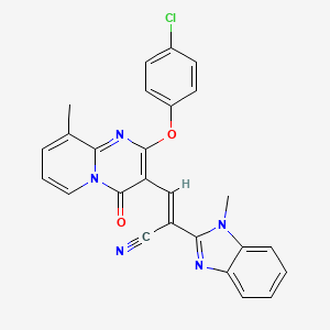 molecular formula C26H18ClN5O2 B11581683 (2E)-3-[2-(4-chlorophenoxy)-9-methyl-4-oxo-4H-pyrido[1,2-a]pyrimidin-3-yl]-2-(1-methyl-1H-benzimidazol-2-yl)prop-2-enenitrile 