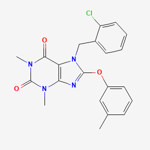 molecular formula C21H19ClN4O3 B11581691 7-(2-chlorobenzyl)-1,3-dimethyl-8-(3-methylphenoxy)-3,7-dihydro-1H-purine-2,6-dione 