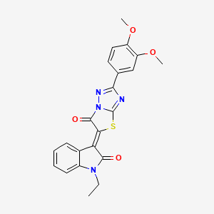 (3Z)-3-[2-(3,4-dimethoxyphenyl)-6-oxo[1,3]thiazolo[3,2-b][1,2,4]triazol-5(6H)-ylidene]-1-ethyl-1,3-dihydro-2H-indol-2-one