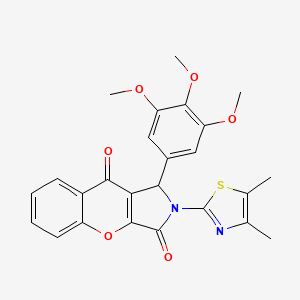 molecular formula C25H22N2O6S B11581772 2-(4,5-Dimethyl-1,3-thiazol-2-yl)-1-(3,4,5-trimethoxyphenyl)-1,2-dihydrochromeno[2,3-c]pyrrole-3,9-dione 