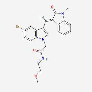 molecular formula C23H22BrN3O3 B11581895 2-{5-bromo-3-[(E)-(1-methyl-2-oxo-1,2-dihydro-3H-indol-3-ylidene)methyl]-1H-indol-1-yl}-N-(2-methoxyethyl)acetamide 