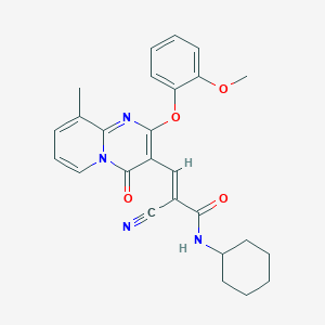 molecular formula C26H26N4O4 B11581948 (2E)-2-cyano-N-cyclohexyl-3-[2-(2-methoxyphenoxy)-9-methyl-4-oxo-4H-pyrido[1,2-a]pyrimidin-3-yl]prop-2-enamide 