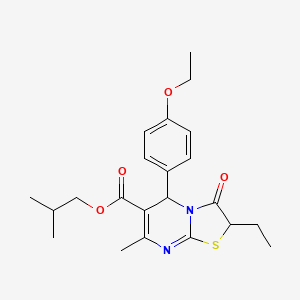 molecular formula C22H28N2O4S B11581968 isobutyl 5-(4-ethoxyphenyl)-2-ethyl-7-methyl-3-oxo-2,3-dihydro-5H-[1,3]thiazolo[3,2-a]pyrimidine-6-carboxylate 