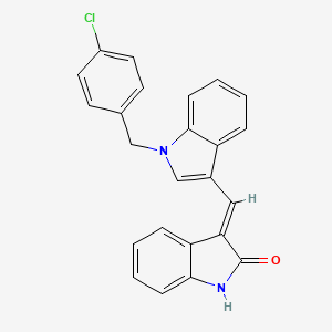 molecular formula C24H17ClN2O B11581979 (3E)-3-{[1-(4-chlorobenzyl)-1H-indol-3-yl]methylidene}-1,3-dihydro-2H-indol-2-one 