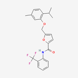 molecular formula C23H22F3NO3 B11581996 5-{[5-methyl-2-(propan-2-yl)phenoxy]methyl}-N-[2-(trifluoromethyl)phenyl]furan-2-carboxamide 