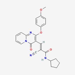 molecular formula C24H22N4O4 B11582048 (2E)-2-cyano-N-cyclopentyl-3-[2-(4-methoxyphenoxy)-4-oxo-4H-pyrido[1,2-a]pyrimidin-3-yl]prop-2-enamide 