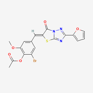 2-bromo-4-{(Z)-[2-(furan-2-yl)-6-oxo[1,3]thiazolo[3,2-b][1,2,4]triazol-5(6H)-ylidene]methyl}-6-methoxyphenyl acetate