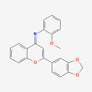 molecular formula C23H17NO4 B11582120 N-[(4E)-2-(1,3-benzodioxol-5-yl)-4H-chromen-4-ylidene]-2-methoxyaniline 