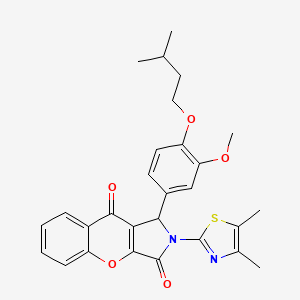 molecular formula C28H28N2O5S B11582124 2-(4,5-Dimethyl-1,3-thiazol-2-yl)-1-[3-methoxy-4-(3-methylbutoxy)phenyl]-1,2-dihydrochromeno[2,3-c]pyrrole-3,9-dione 