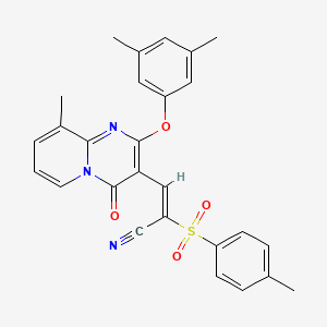 molecular formula C27H23N3O4S B11582134 (2E)-3-[2-(3,5-dimethylphenoxy)-9-methyl-4-oxo-4H-pyrido[1,2-a]pyrimidin-3-yl]-2-[(4-methylphenyl)sulfonyl]prop-2-enenitrile 