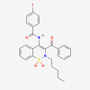 molecular formula C27H25FN2O4S B11582144 N-(3-benzoyl-1,1-dioxido-2-pentyl-2H-1,2-benzothiazin-4-yl)-4-fluorobenzamide 