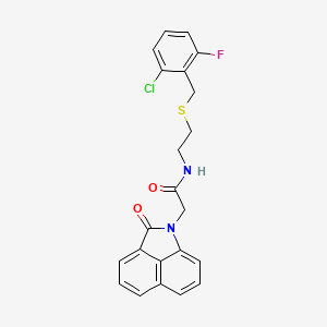 molecular formula C22H18ClFN2O2S B11582155 N-{2-[(2-chloro-6-fluorobenzyl)sulfanyl]ethyl}-2-(2-oxobenzo[cd]indol-1(2H)-yl)acetamide 