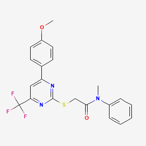 2-{[4-(4-methoxyphenyl)-6-(trifluoromethyl)pyrimidin-2-yl]sulfanyl}-N-methyl-N-phenylacetamide