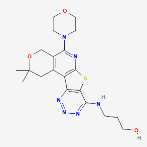 3-[(4,4-Dimethyl-8-morpholin-4-yl-5-oxa-11-thia-9,14,15,16-tetrazatetracyclo[8.7.0.02,7.012,17]heptadeca-1(10),2(7),8,12(17),13,15-hexaen-13-yl)amino]propan-1-ol