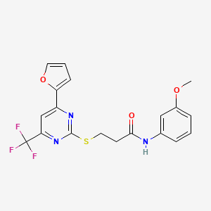 3-{[4-(furan-2-yl)-6-(trifluoromethyl)pyrimidin-2-yl]sulfanyl}-N-(3-methoxyphenyl)propanamide