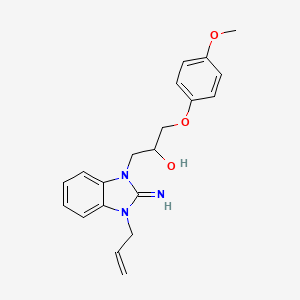 molecular formula C20H23N3O3 B11582250 1-[2-imino-3-(prop-2-en-1-yl)-2,3-dihydro-1H-benzimidazol-1-yl]-3-(4-methoxyphenoxy)propan-2-ol 