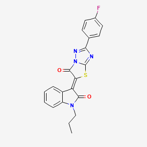 (3Z)-3-[2-(4-fluorophenyl)-6-oxo[1,3]thiazolo[3,2-b][1,2,4]triazol-5(6H)-ylidene]-1-propyl-1,3-dihydro-2H-indol-2-one