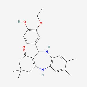 molecular formula C25H30N2O3 B11582273 11-(3-ethoxy-4-hydroxyphenyl)-3,3,7,8-tetramethyl-2,3,4,5,10,11-hexahydro-1H-dibenzo[b,e][1,4]diazepin-1-one 