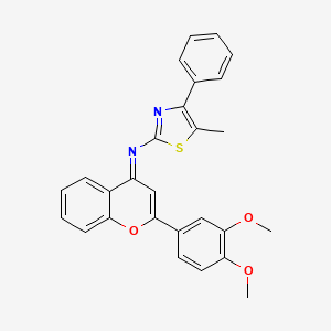 N-[(4E)-2-(3,4-dimethoxyphenyl)-4H-chromen-4-ylidene]-5-methyl-4-phenyl-1,3-thiazol-2-amine