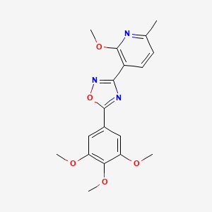 molecular formula C18H19N3O5 B11582344 2-Methoxy-6-methyl-3-[5-(3,4,5-trimethoxyphenyl)-1,2,4-oxadiazol-3-yl]pyridine 