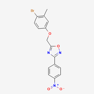 molecular formula C16H12BrN3O4 B11582355 5-[(4-Bromo-3-methylphenoxy)methyl]-3-(4-nitrophenyl)-1,2,4-oxadiazole 